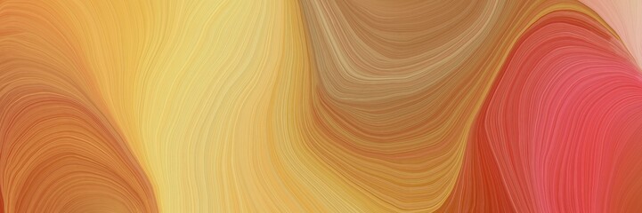 Poster - colorful vibrant creative waves graphic with modern soft swirl waves background illustration with peru, burly wood and firebrick color