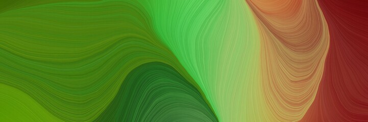 Poster - colorful vibrant artistic art design graphic with modern waves background design with dark green, dark olive green and peru color
