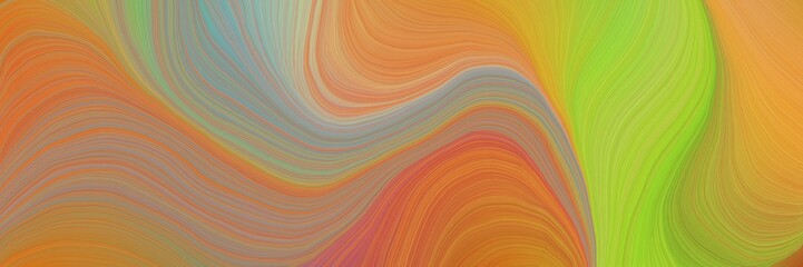 Poster - colorful vibrant abstract art waves graphic with contemporary waves illustration with peru, dark gray and yellow green color
