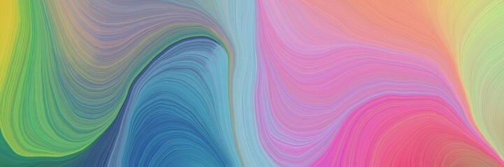 Poster - colorful vibrant abstract art waves graphic with elegant curvy swirl waves background design with rosy brown, pastel purple and teal blue color