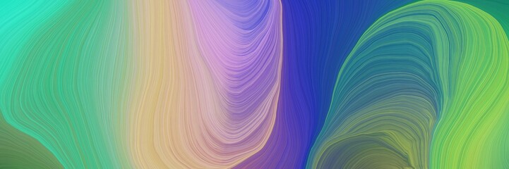Poster - colorful vibrant artistic art design graphic with abstract waves illustration with cadet blue, tan and dark slate blue color
