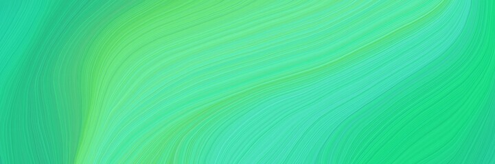 Poster - colorful vibrant creative waves graphic with smooth swirl waves background design with medium aqua marine, light sea green and turquoise color