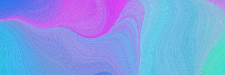 Poster - colorful vibrant creative waves graphic with elegant curvy swirl waves background design with corn flower blue, orchid and light pastel purple color