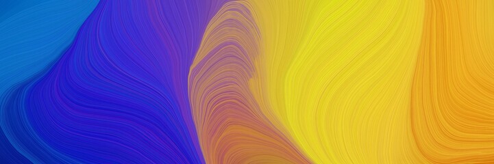 Poster - colorful vibrant abstract art waves graphic with abstract waves design with strong blue, golden rod and slate blue color