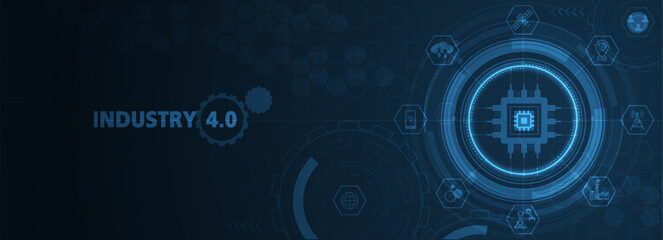 Aufkleber - robotic futuristic hud background. concept of automatization, machinery, robotic technology, industr