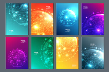 Poster - Abstract technology data visualization background. network futuristic wireframe. artificial intelligence. cyber security. visual information complexity. Intricate data threads plot. brochure cover .