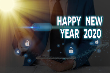 Wall Mural - Text sign showing Happy New Year 2020. Business photo text celebration of the beginning of the calendar year 2020