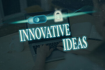 Poster - Writing note showing Innovative Ideas. Business concept for concepts that are a better solution to market needs