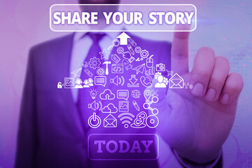 Aufkleber - Word writing text Share Your Story. Business photo showcasing Show your significant life experience and achievement in life