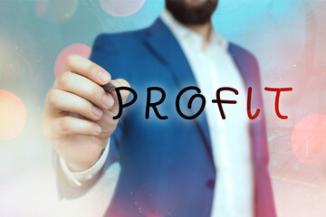 Poster - Handwriting text Profit. Conceptual photo the difference between the amount earned and the amount spent