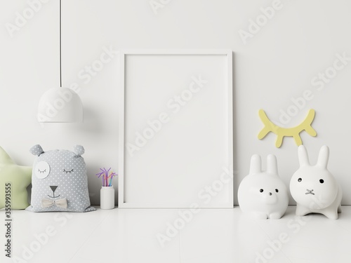 Fotomural Mock up poster frame in children room,kids room,nursery mockup.