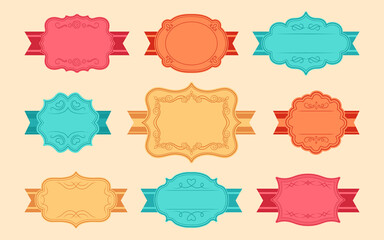 Wall Mural - label ornamental tape frames set for text. color elegant royal ornate sticker tag. decorative vintag