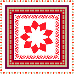 Poster - Colorful abstract graphic background. Tribal ethnic ornament. Scarf design. Frame.