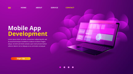 app development mobile banner web. Vector illustration