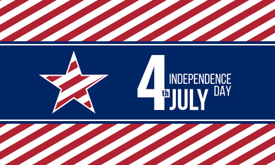 Wall Mural - 4th July Independence Day, flat vector square poster or card