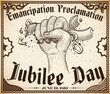 Scroll with Fist Drawing Symbolizing Freedom during Jubilee Day, Vector Illustration