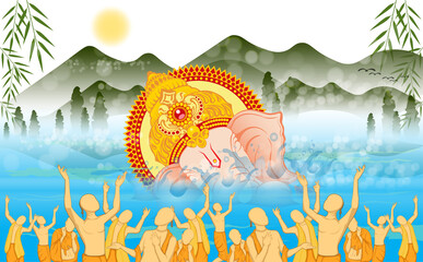 vector illustration of Lord Ganpati caricature background for Ganesh Chaturthi festival of India