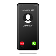 Unknown Number Calling Mobile Phone Interface Illustration Vector