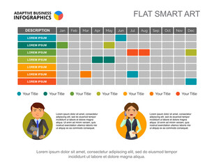 Canvas Print - Calendar chart. Schedule, table, slide template. Creative concept for infographics, project, report. Can be used for topics like business, planning, strategy