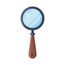 Magnifying Glass Flat Style Vector Illustration On White Background