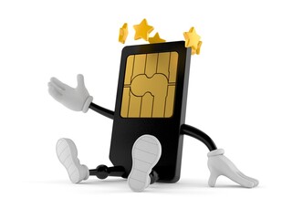 Wall Mural - SIM card character with stars around head