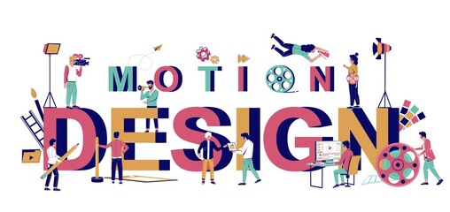 Aufkleber - Motion design typography banner template, vector flat illustration