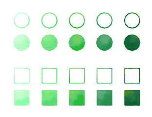 Wall Mural - 【 green / circle / square 】hand painted watercolor frames, abstract watercolor background, vector il