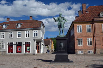 Wall Mural - An ancient city, located inside an old fortress. Preserved style and architecture of antiquity. Historical town Fredrikstad.Named after the Danish King Fredericks II.  Fredrikstad,Norway