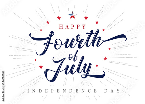 Fotomural Fourth of July USA lettering inscription vintage poster