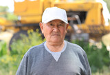 Kazakh old man, portrait of an asian old male farmer