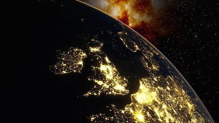 Wall Mural - night UK from space