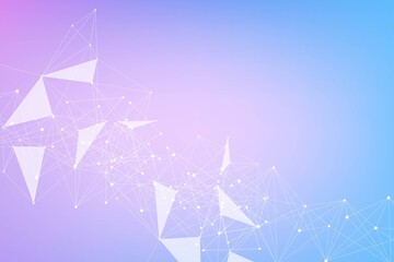 Leinwandbilder - Geometric abstract background with connected line and dots. Structure molecule and communication. Big Data Visualization. Medical, technology, science background. Vector illustration.