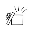 gift box with bow open hand drawn in doodle style. vector scandinavian monochrome minimalism. single element for design. surprise