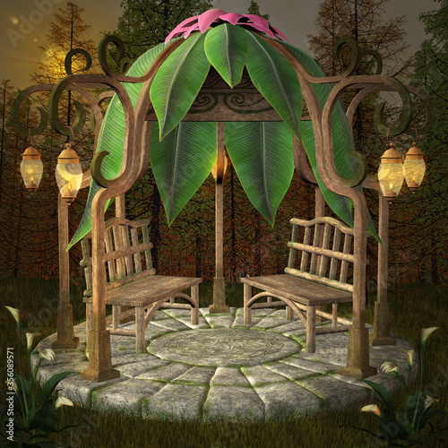 Cuadros en Lienzo Fairy meeting point in the enchanted forest