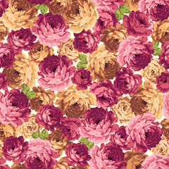 Wall Mural - Seamless vector pattern of a rose elegant beautifully,