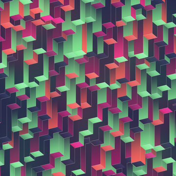 Modern pattern of multi colored rectangles. Abstract 3d rendering illustration