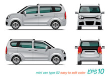VECTOR EPS 10 - Mini Van Design Template, Isolated On White Background.