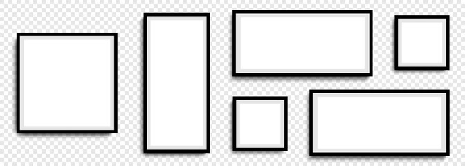 Wall Mural - photo frames. collection photo frames, isolated. template mockup photo frame different shapes. trans