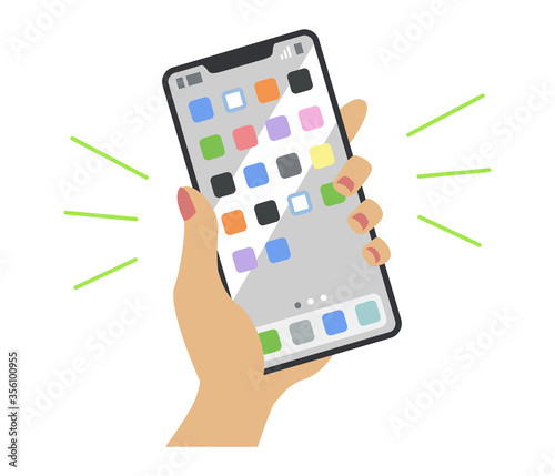 スマホを持つ手元のイラスト ホーム画面 褐色の肌 Stock Vector Adobe Stock