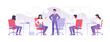 © provectors - Business team working in modern office vector illustration of male and female colleagues characters