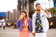 © maxbelchenko - Couple with beer at music festival. Beach party, summer holiday, vacation concept.