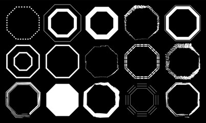 Canvas Print - Black and white Octagon Pack 15 in 1. Vector illustration