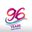 96th Years Anniversary celebration logo, birthday vector design.