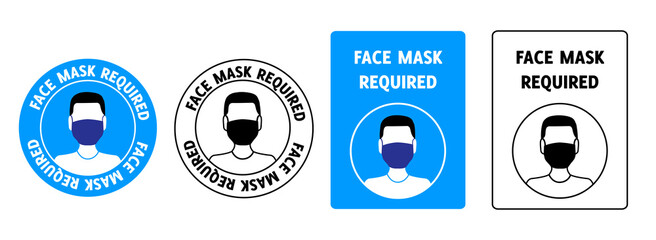 Set of signs face mask required