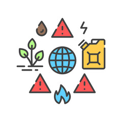 Canvas Print - Lack natural resources color line icon. Overconsumption. Environmental problems. Sign for web page, app. UI UX GUI design element. Editable stroke