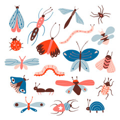 Wall Mural - Doodle insects big set