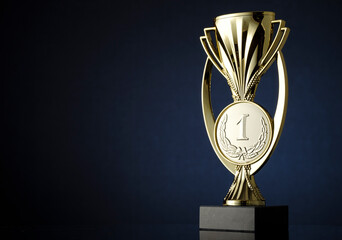 Wall Mural - gold cup or trophy with medallion for the winner