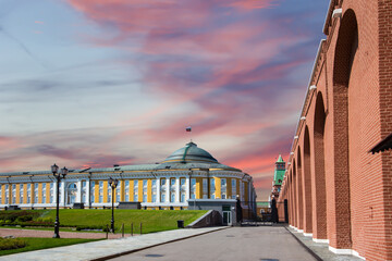 Wall Mural - Inside of Moscow Kremlin, Russia (day, against the cloudy sky).