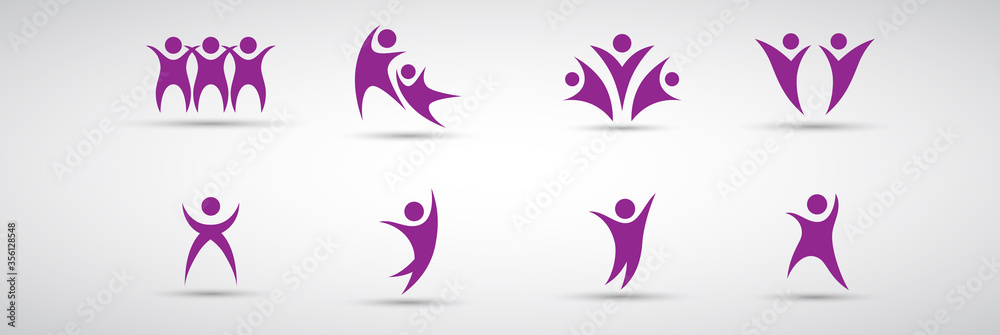 Abstract People Logo Set. Human Figure Isolated On White Background ...