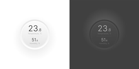 Poster - Control knob used for regulating. UI and UX Kit. Control center design. Progress bar. Temperature control. Eps 10.